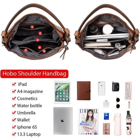 Tote Bag PU Leather Shoulder Bags Fashion Hobo Bags Large Purse and Handbags - Picture 5 of 6